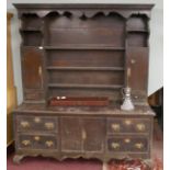 Antique oak dresser - W: 177cm D: 56cm H: 206cm