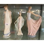 3 large Lladro and Nao figures