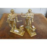 Pair of brass Blacksmith figures - Approx. height: 19cm