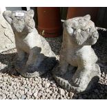 Pair of stone cat figures