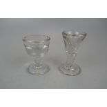 Two 19th Century Penny Lick Glasses, with varying illusion bowls, each with a short stem and a