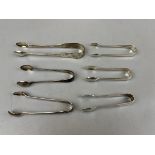 6 pairs of silver tongs - Approx. weight 138g