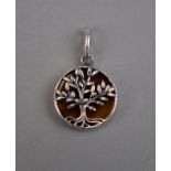 Silver and amber tree of life pendant