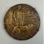 A First World War death penny by Edward Carter Preston in memory of Thomas Charles Selvey Ward