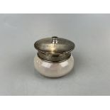 Silver lidded glass powder bowl