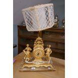 Gilt clock table lamp