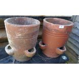 Pair of terracotta strawberry planters