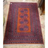 Red pattern rug - Approx. size: 197cm x 132cm