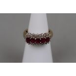 Gold ruby and diamond set ring - Approx. size: J