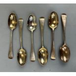 Set of 6 Georgian silver teaspoons - Approx. weight 83g