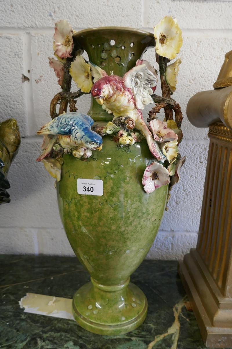 Ornate vase adorned with birds and flowers A/F - Approx. height: 48cm