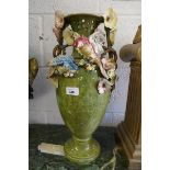 Ornate vase adorned with birds and flowers A/F - Approx. height: 48cm