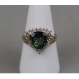 Gold mystic topaz and diamond set ring - Approx. size: P