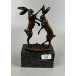 Bronze boxing hares - Approx. height: 25cm