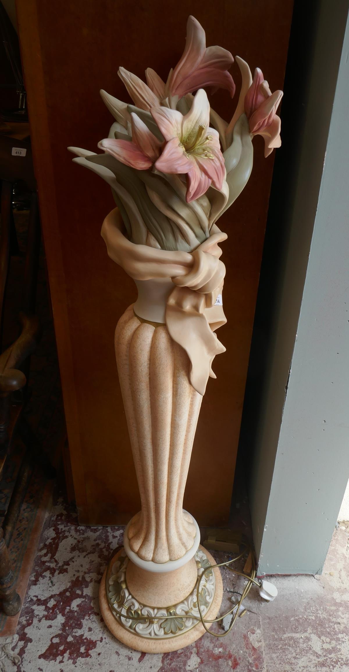 Large ceramic floor standing lamp A/F - Approx. height: 141cm