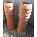 Pair of terracotta chimney pots - Approx. height: 90cm