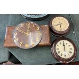 Smiths bakelite wall clock, Smiths wooden wall clock & a wooden GPO wall clock