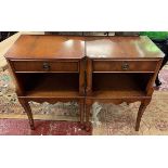 Pair of yew wood bedside tables - Approx: W: 43cm D: 31cm H: 68cm
