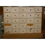 Bank of 25 drawers - Approx: W: 69cm D: 35cm H: 54cm
