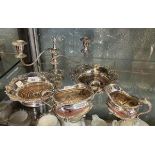 Collection of silver plate to include pair of Champagne coasters