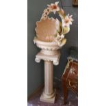 Decorative water feature on pedestal base in working order - Approx. height: 137cm