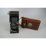 1930s Zeiss Ikon Cocarette Luxus folding camera, black, body G, with Carl Zeiss Jena 105mm f/4.5