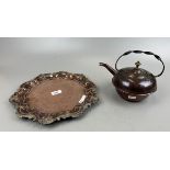 Heavy copper tray and kettle