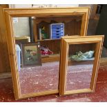 2 pine framed mirrors