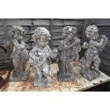4 stone cherub garden statues - Approx height: 60cm