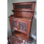 Edwardian carved cabinet - Approx size W: 91cm D: 37cm H: 156cm