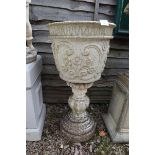 Stone pedestal planter - Approx height: 84cm