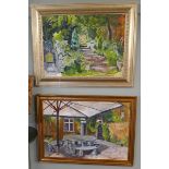 Oil on canvas - The Cottage Garden signed by Sophie Bristol 1994 together with another - Approx