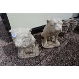 Pair of stone bull dogs - Approx height: 46cm