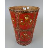 Indian painted wooden bucket