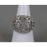 Platinum and diamond set ring - Approx size: M