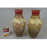 Pair of Doulton Lambeth vases - Approx height: 31cm