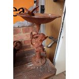 Cast iron cherub birdbath - Approx height: 56cm