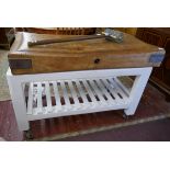 Large antique butchers block on stand - Approx size W: 124cm D: 62cm H: 83cm