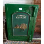 Antique safe with key - Approx size W: 46cm D: 44cm H: 66cm