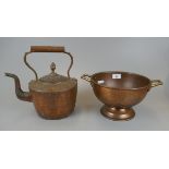 Copper teapot together with copper colander