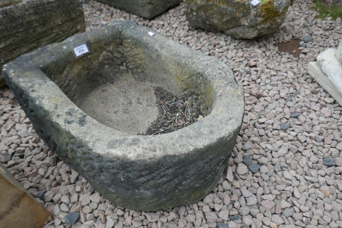 Antique D end stone trough - Image 3 of 3