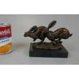 Bronze figure of hares - Height 12cm