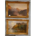 Pair of oils on canvas - Scottish Loch scenes signed Phil Hips - Approx image size: 59cm x 39cm