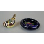 Royal Crown Derby gold stamped paperweight together with a Moorcroft pin dish A/F