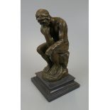 Bronze Thinking Man on marble base - Approx height 25cm