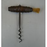 Antique turned corkscrew with brush