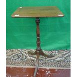 19thC square top mahogany tripod table