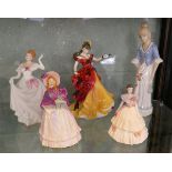 5 figurines to include Royal Doulton, Coalport etc