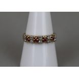 Gold ruby and diamond set ring - Approx size: P