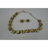 Green amber necklace & earrings